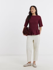 JD Williams Shirred Short Sleeve Top - Imaginea 1 din 4