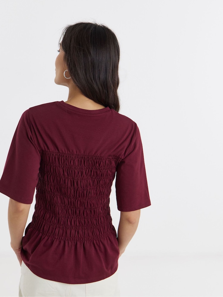 JD Williams Shirred Short Sleeve Top - Imaginea 2 din 4