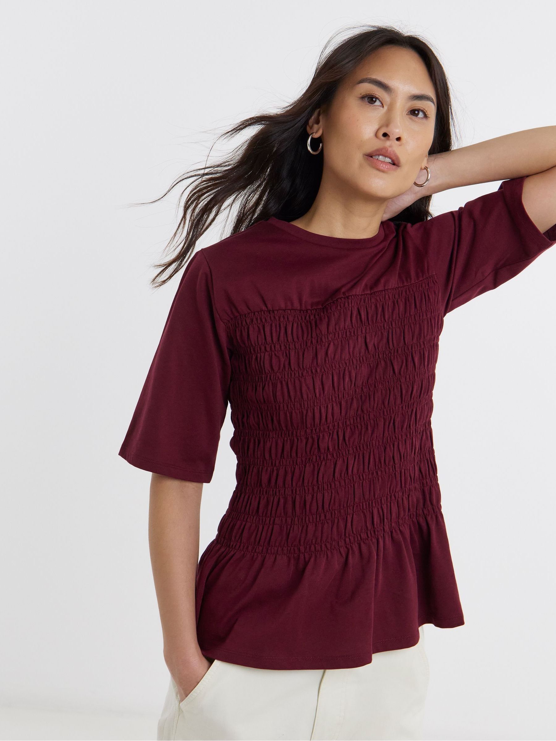 Buy JD Williams Red Shirred Short Sleeve Top from Next USA