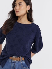 JD Williams 3D Structured Short Sleeve Blouse - Image 1 of 4