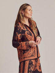 JD Williams Orange Anthology Floral Placement Print Shirt - Image 2 of 4