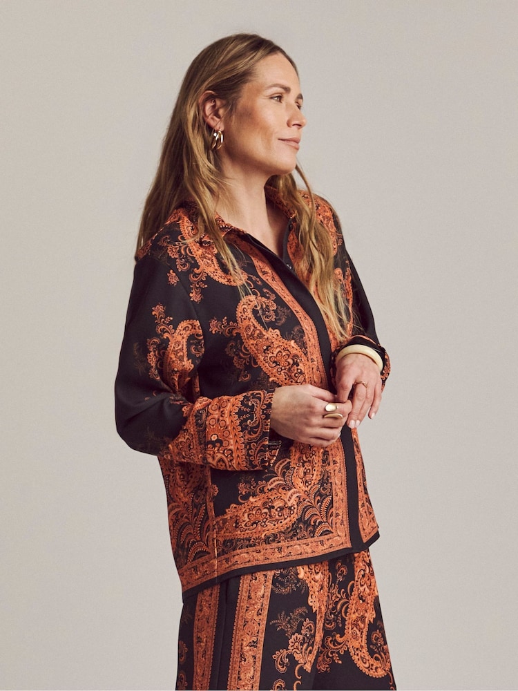 JD Williams Orange Anthology Floral Placement Print Shirt - Image 2 of 4