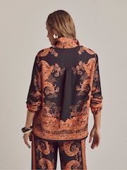 JD Williams Orange Anthology Floral Placement Print Shirt - Image 3 of 4