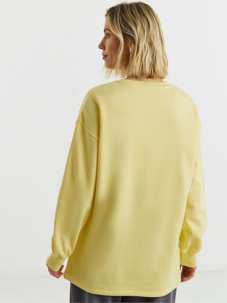 JD Williams Yellow Side Zip Longline Sweat Top - Image 2 of 4