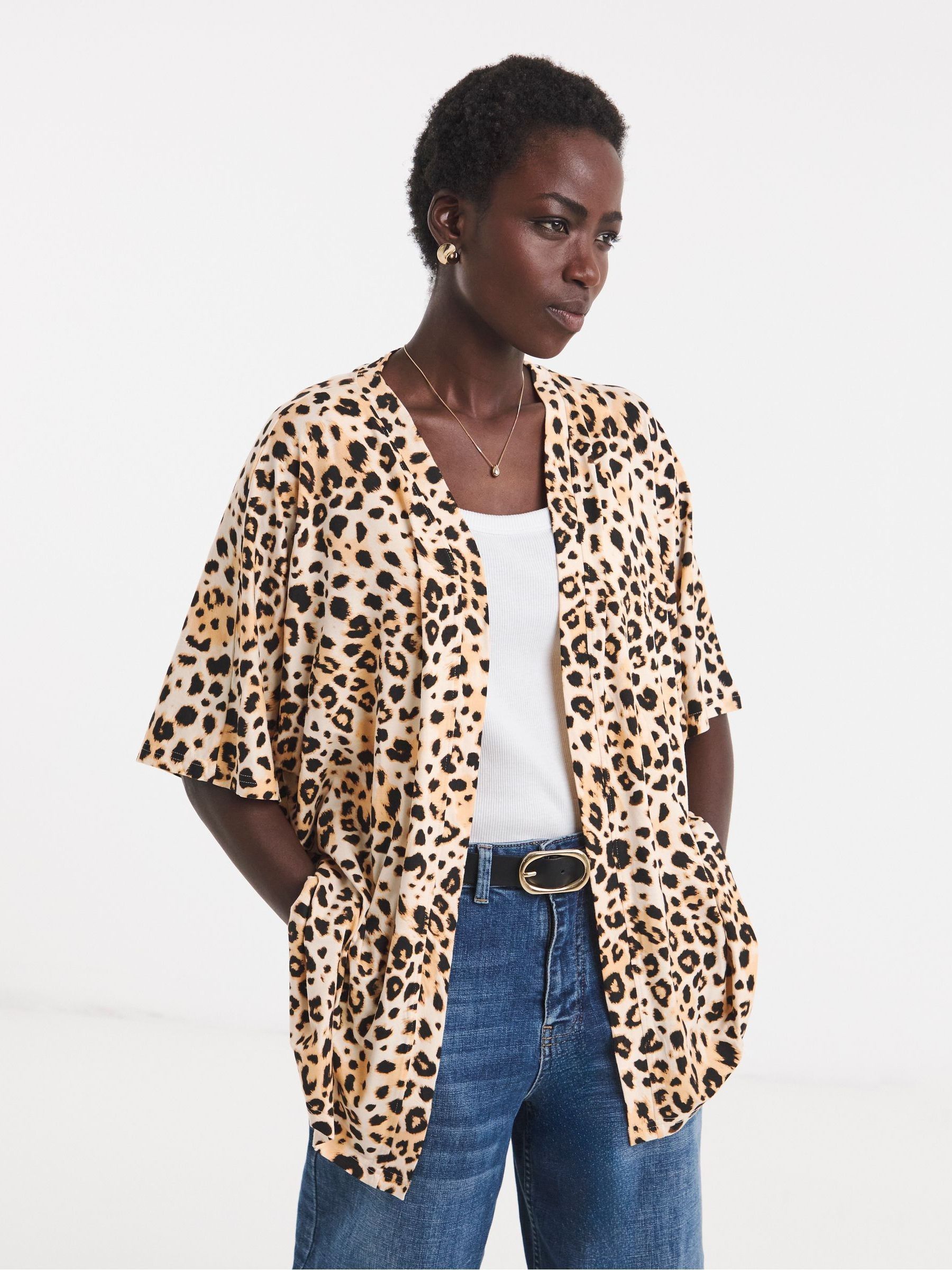 Buy JD Williams Brown Edge to Edge Short Sleeve Cardigan from Next