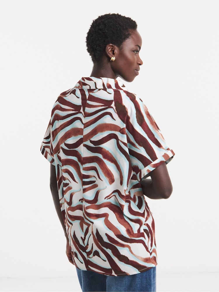 JD Williams Zebra Print Collar Detail Short Sleeve Tunic Top - Bild 2 von 4