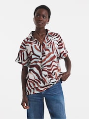 JD Williams Zebra Print Collar Detail Short Sleeve Tunic Top - Bild 3 von 4