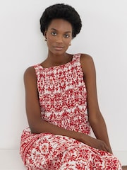 JD Williams Red Border Print Square Neck Shirred Cami - Image 2 of 3