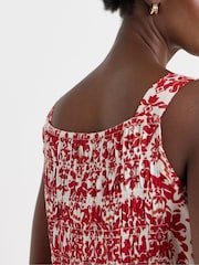 JD Williams Red Border Print Square Neck Shirred Cami - Image 3 of 3