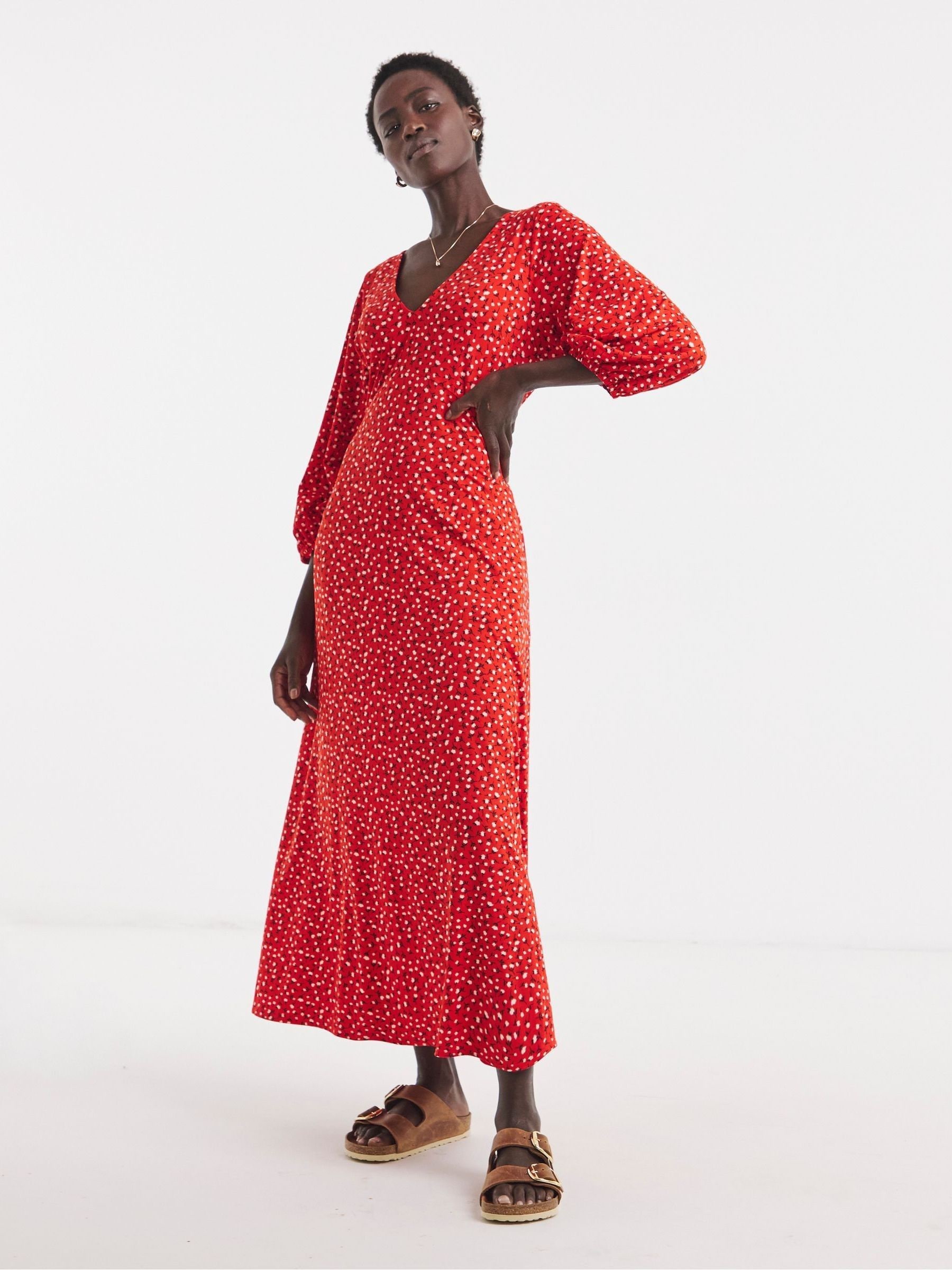 新品Her lip to Puff Sleeve Jersey Dress Buy JD Williams Red Puff Sleeve Soft Touch Jersey Dress from the