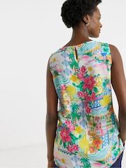 JD Williams Cream Linen Mix Sleeveless Shell Vest Top - Image 2 of 4