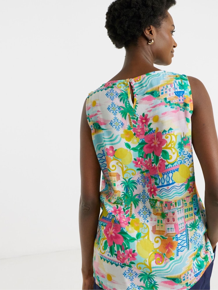 JD Williams Cream Linen Mix Sleeveless Shell Vest Top - Image 2 of 4 JD Williams Cream Linen Mix Sleeveless Shell Vest Top - Image 2 of 4