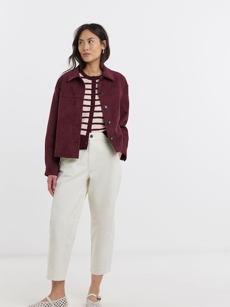 JD Williams Red Suedette Trucker Jacket - Image 1 of 4