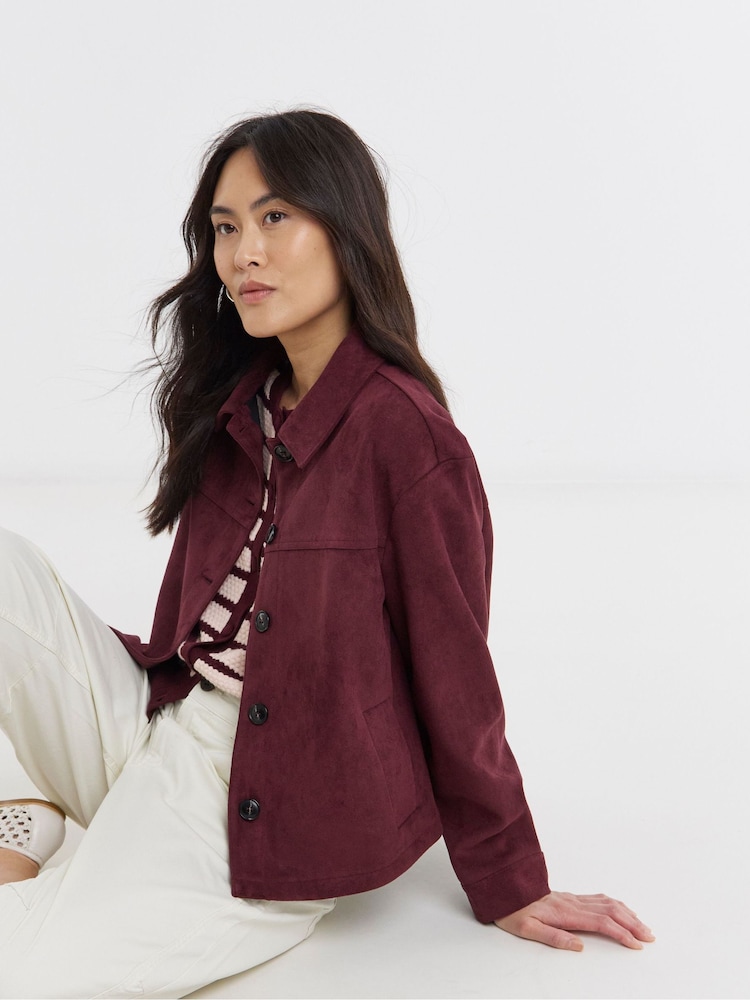 JD Williams Red Suedette Trucker Jacket - Image 2 of 4