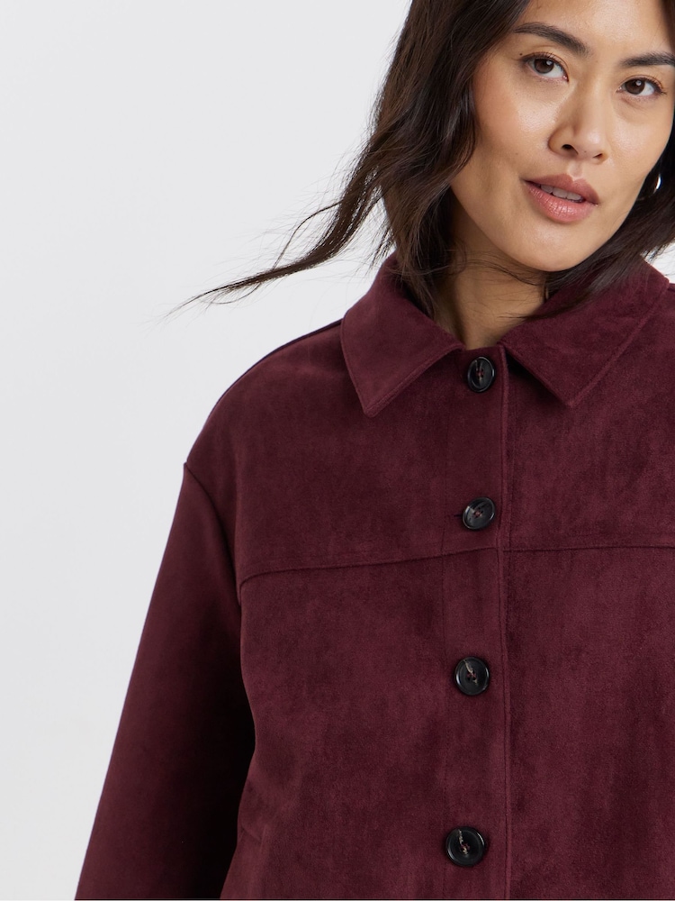 JD Williams Red Suedette Trucker Jacket - Image 4 of 4