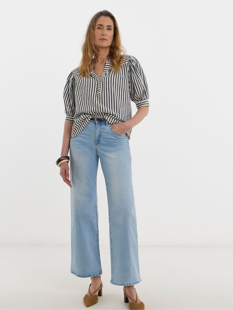 JD Williams Grey Stripe Short Sleeve Tunic Top - Image 1 of 4 JD Williams Grey Stripe Short Sleeve Tunic Top - Image 1 of 4