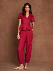 Mint Velvet Red Linen Balloon Trousers - Image 1 of 7