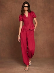 Mint Velvet Red Linen Balloon Trousers - Image 2 of 7