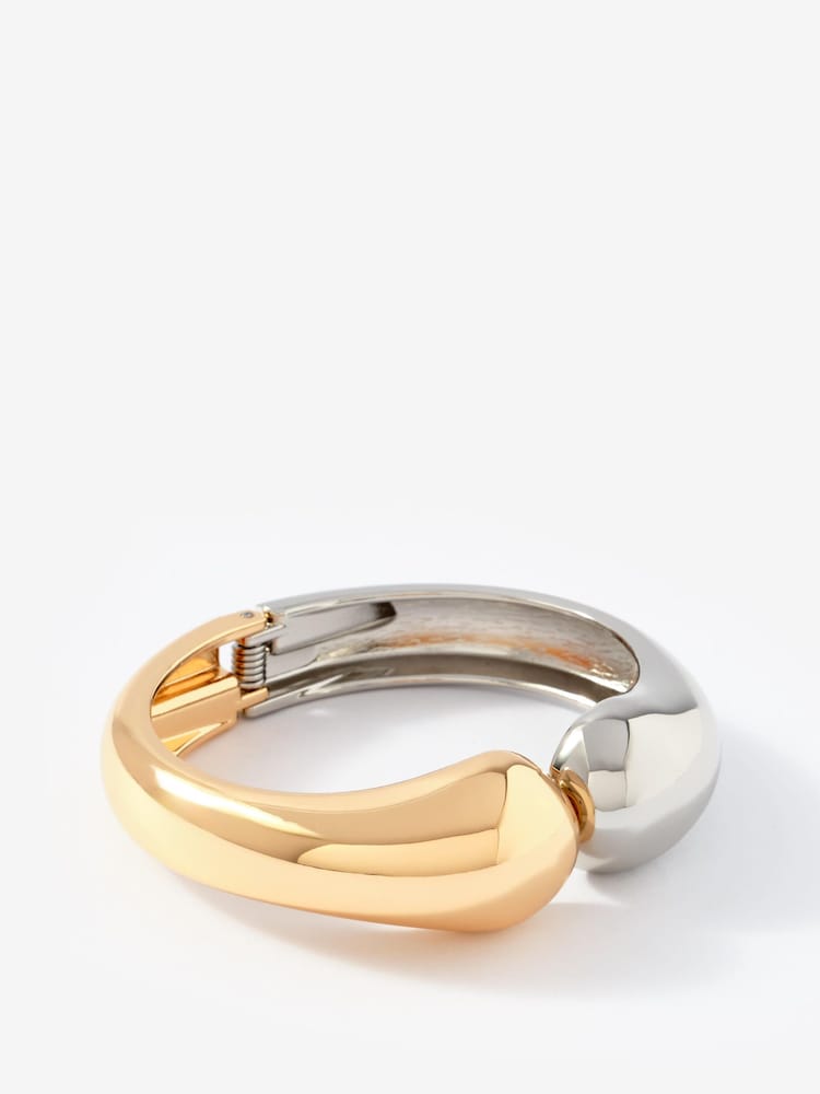 Mint Velvet Gold Tone And Mixed Metal Clasp Cuff Bracelet - Image 1 of 3 Mint Velvet Gold Tone And Mixed Metal Clasp Cuff Bracelet - Image 1 of 3