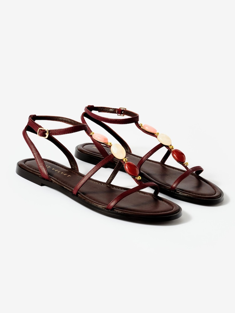 Mint Velvet Red Hana Leather Strappy Sandals - Image 2 of 4