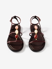 Mint Velvet Red Hana Leather Strappy Sandals - Image 3 of 4