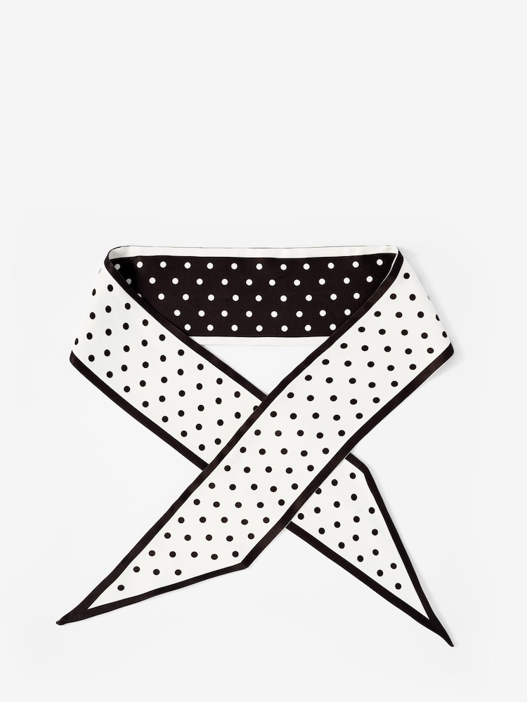 Mint Velvet Black Sia Polka Dot Print Skinny Scarf - Image 1 of 3