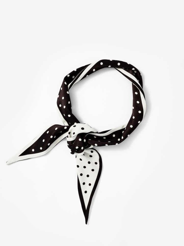 Mint Velvet Black Sia Polka Dot Print Skinny Scarf - Image 2 of 3