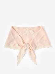 Mint Velvet Pink Satin Lace Trim Scarf - Image 1 of 3