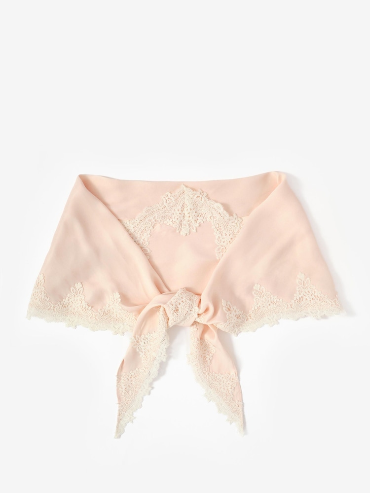 Mint Velvet Pink Satin Lace Trim Scarf - Image 1 of 3