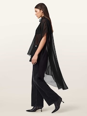 AllSaints Black Sez Tulle Cape - Image 3 of 7