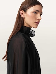 AllSaints Black Sez Tulle Cape - Image 4 of 7