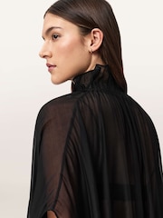 AllSaints Black Sez Tulle Cape - Image 5 of 7