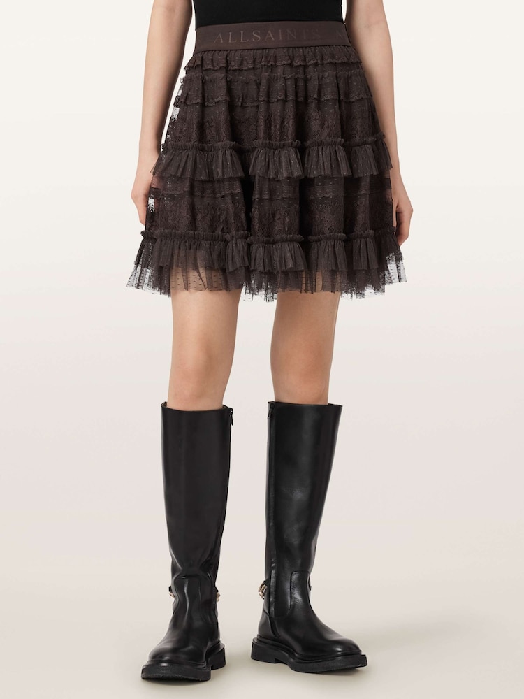 بني - AllSaints Arlea Mini Skirt - Image 2 of 7