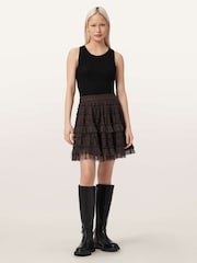 بني - AllSaints Arlea Mini Skirt - Image 5 of 7