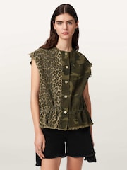 AllSaints Green Sofi Waistcoat - Image 3 of 6
