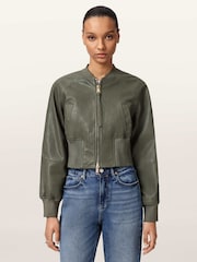 AllSaints Green Suri Bomber Jacket - Image 1 of 5