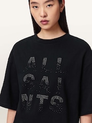 AllSaints Black Stacks Amelie T-Shirt - Image 3 of 6