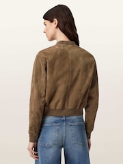 AllSaints Brown Orten Suede Bomber Jacket - Image 6 of 7