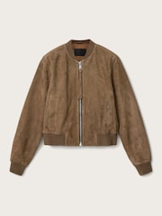 AllSaints Brown Orten Suede Bomber Jacket - Image 7 of 7
