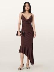 AllSaints Brown Bea Mesh Maxi Dress - Image 2 of 5