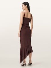 AllSaints Brown Bea Mesh Maxi Dress - Image 3 of 5