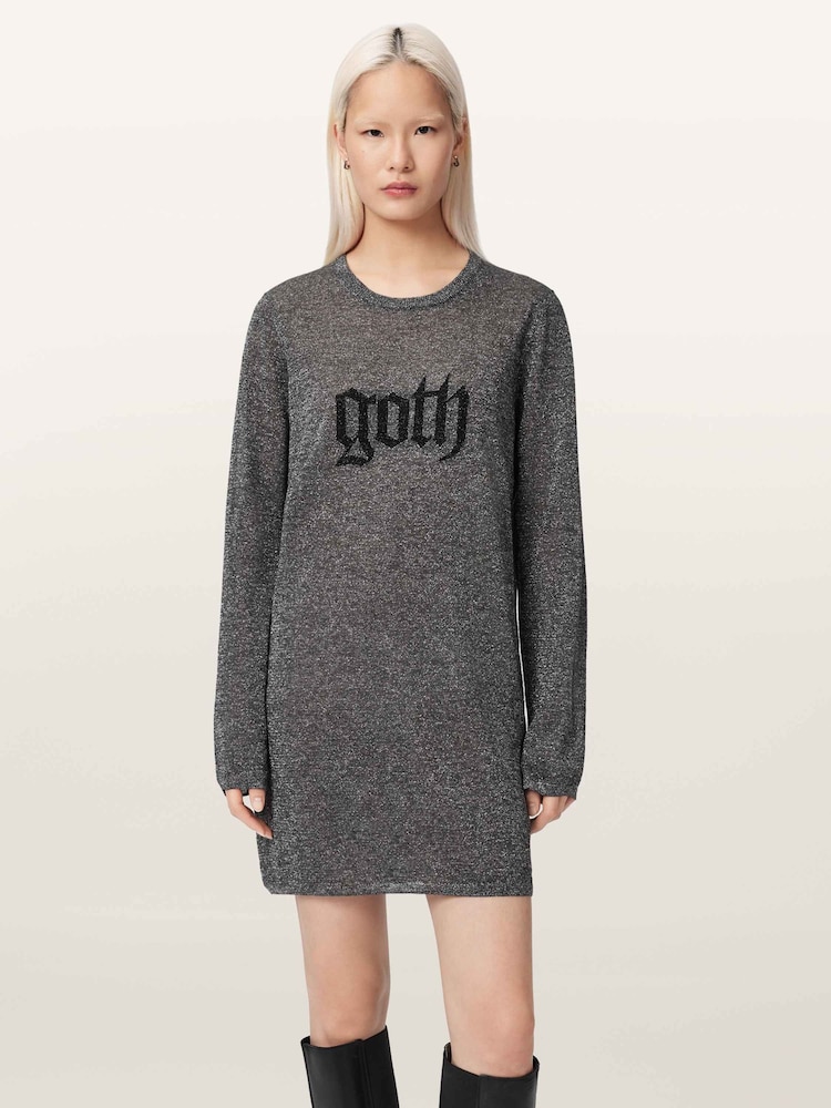 AllSaints Grey Deetz Dress - Image 1 of 6