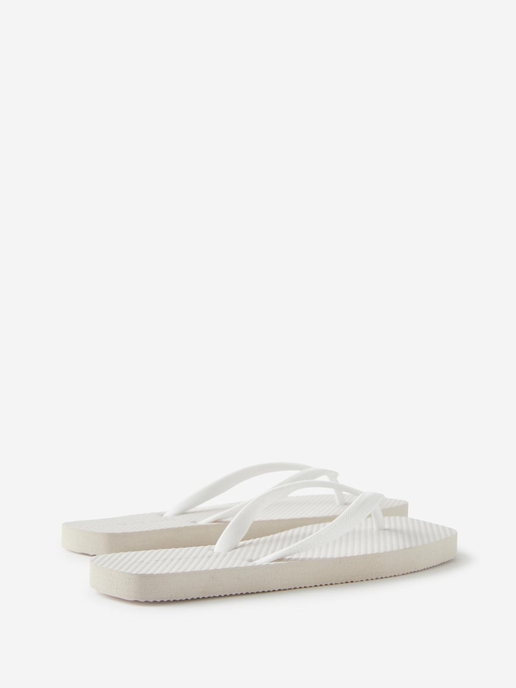 Cotton On White Square Toe Flip Flops - Image 2 of 4 Cotton On White Square Toe Flip Flops - Image 2 of 4