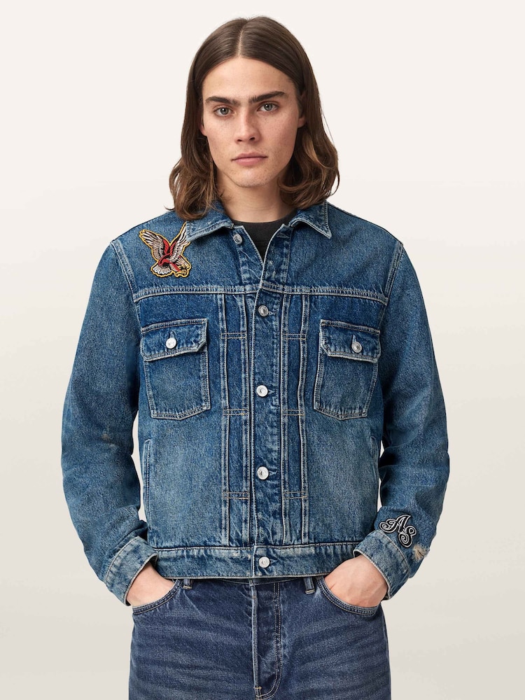 AllSaints Blue Exile Patch Jacket - Image 1 of 6