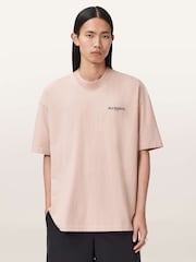 AllSaints Pink Hallis Short Sleeve Crew Neck T-Shirt - Image 1 of 7