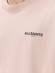 AllSaints Pink Hallis Short Sleeve Crew Neck T-Shirt - Image 6 of 7