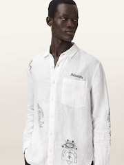 AllSaints White Terror Long Sleeve Shirt - Image 4 of 5