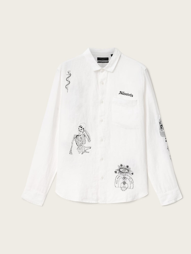 AllSaints White Terror Long Sleeve Shirt - Image 5 of 5