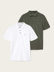 AllSaints White Reform Short Sleeve Polo Shirts 2 Pack - Image 1 of 9