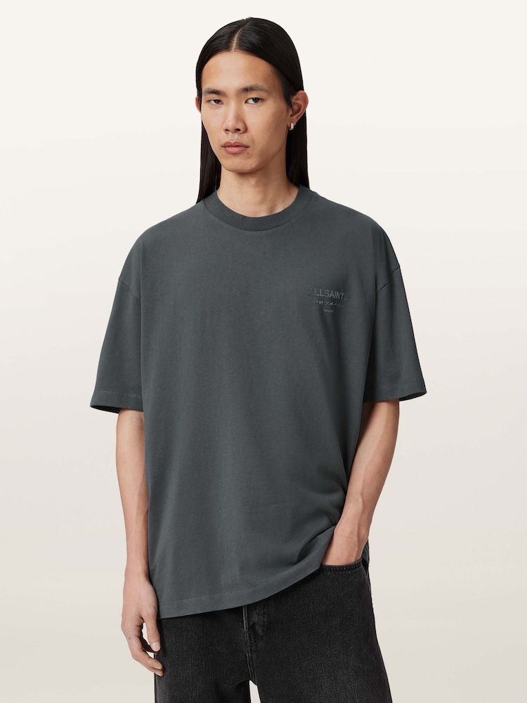 AllSaints Grey Xander Short Sleeve Crew Neck T-Shirt - Image 1 of 6